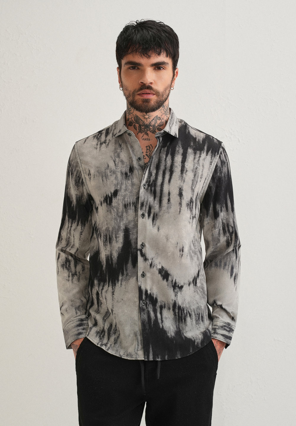 Gradient Grey Abstract Printed Shirt