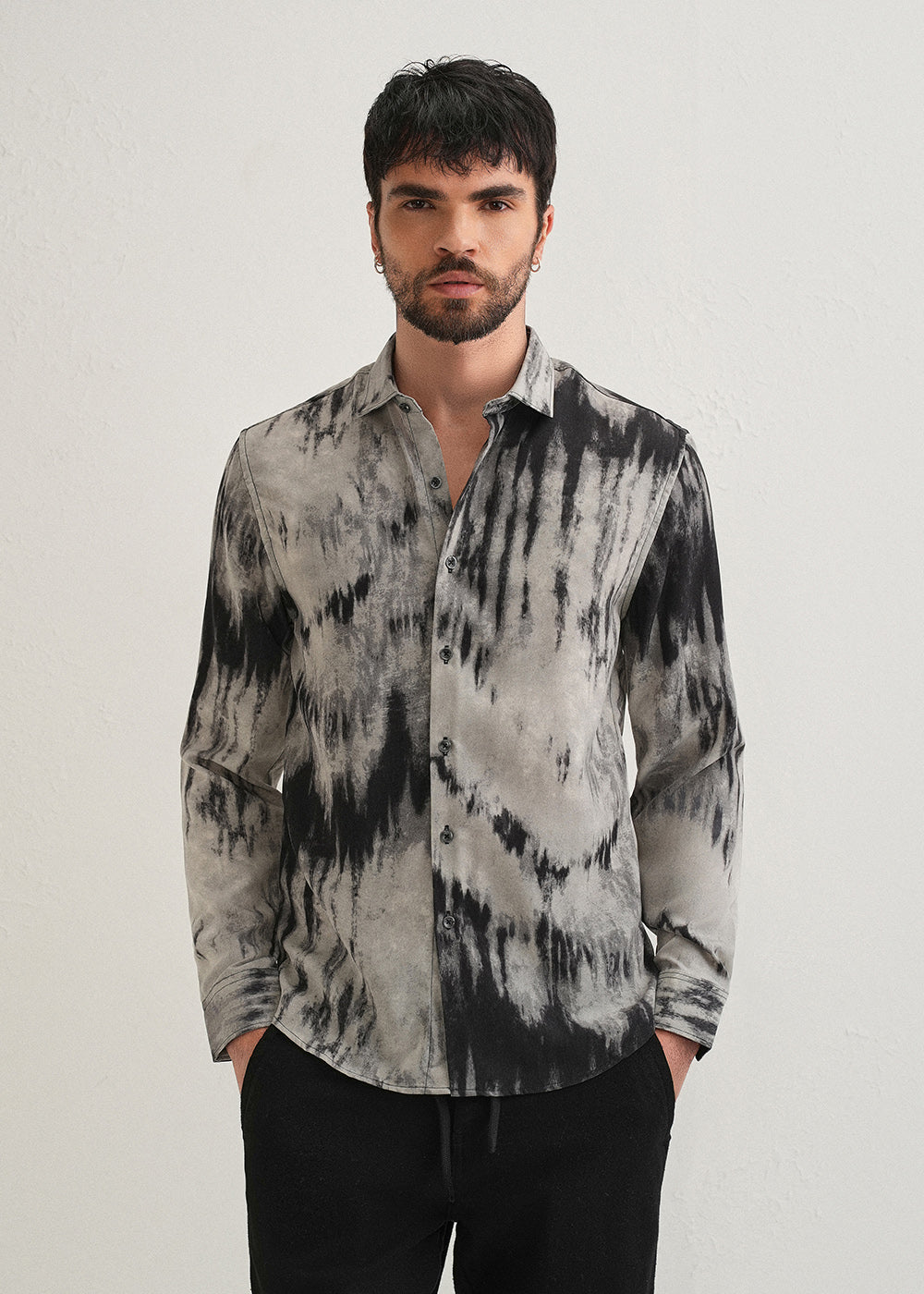 Gradient Grey Abstract Printed Shirt