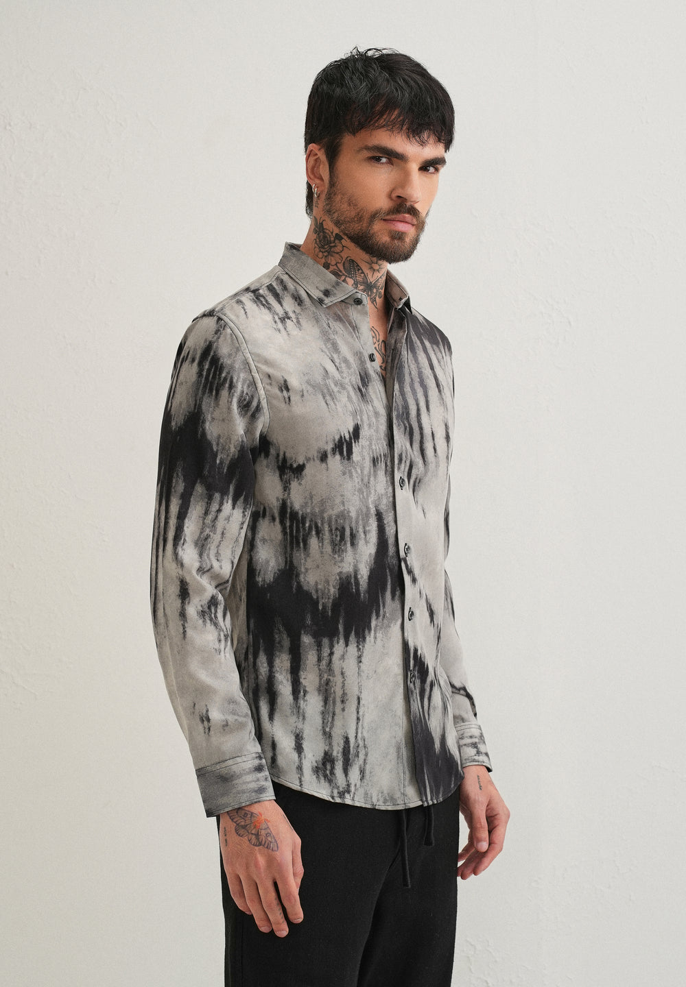 Gradient Grey Abstract Printed Shirt