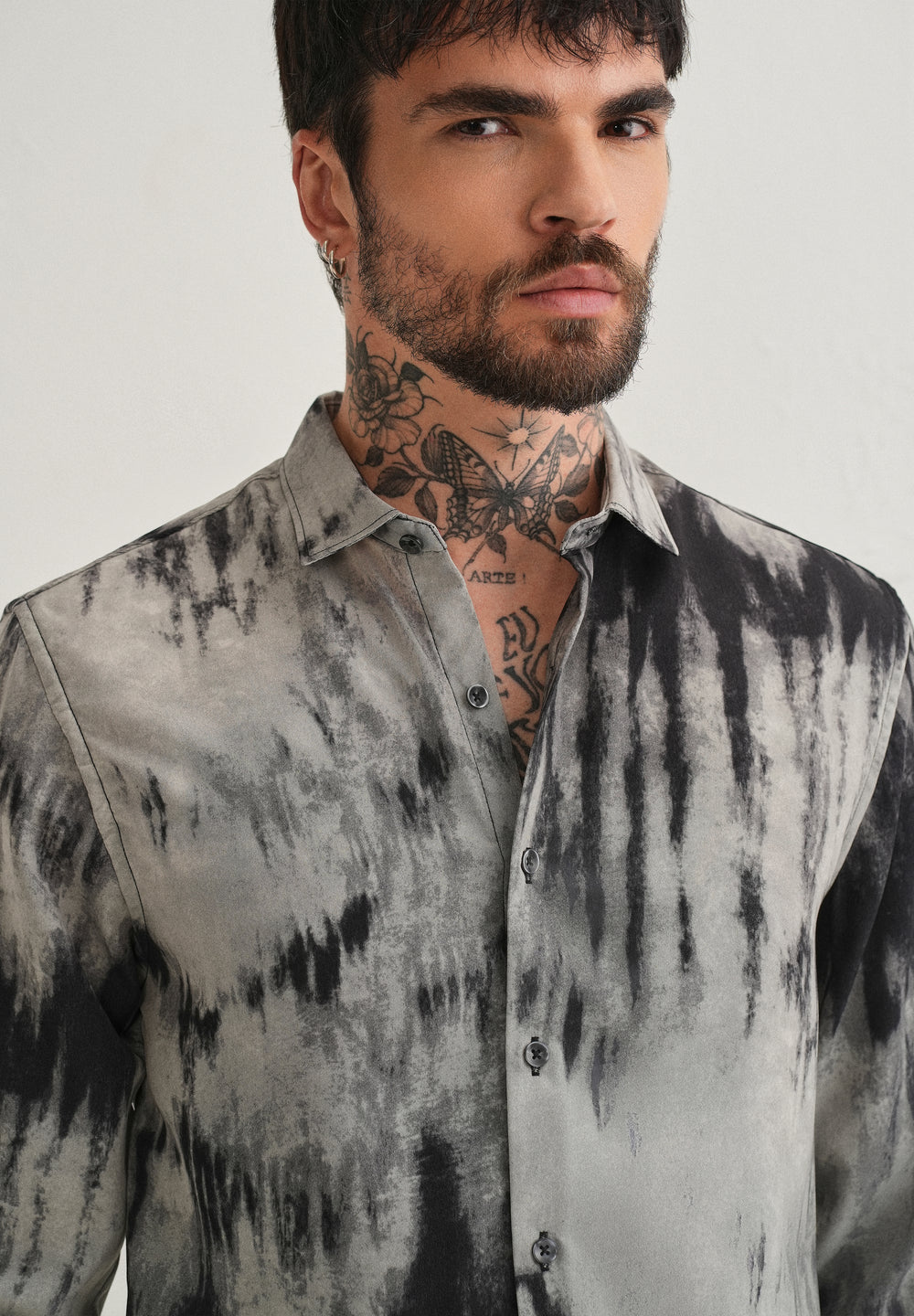 Gradient Grey Abstract Printed Shirt