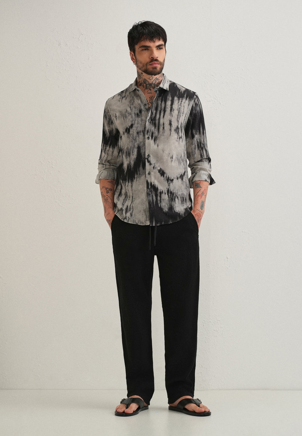Gradient Grey Abstract Printed Shirt