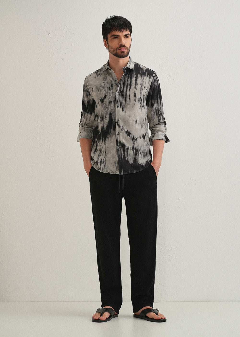 Gradient Grey Abstract Printed Shirt