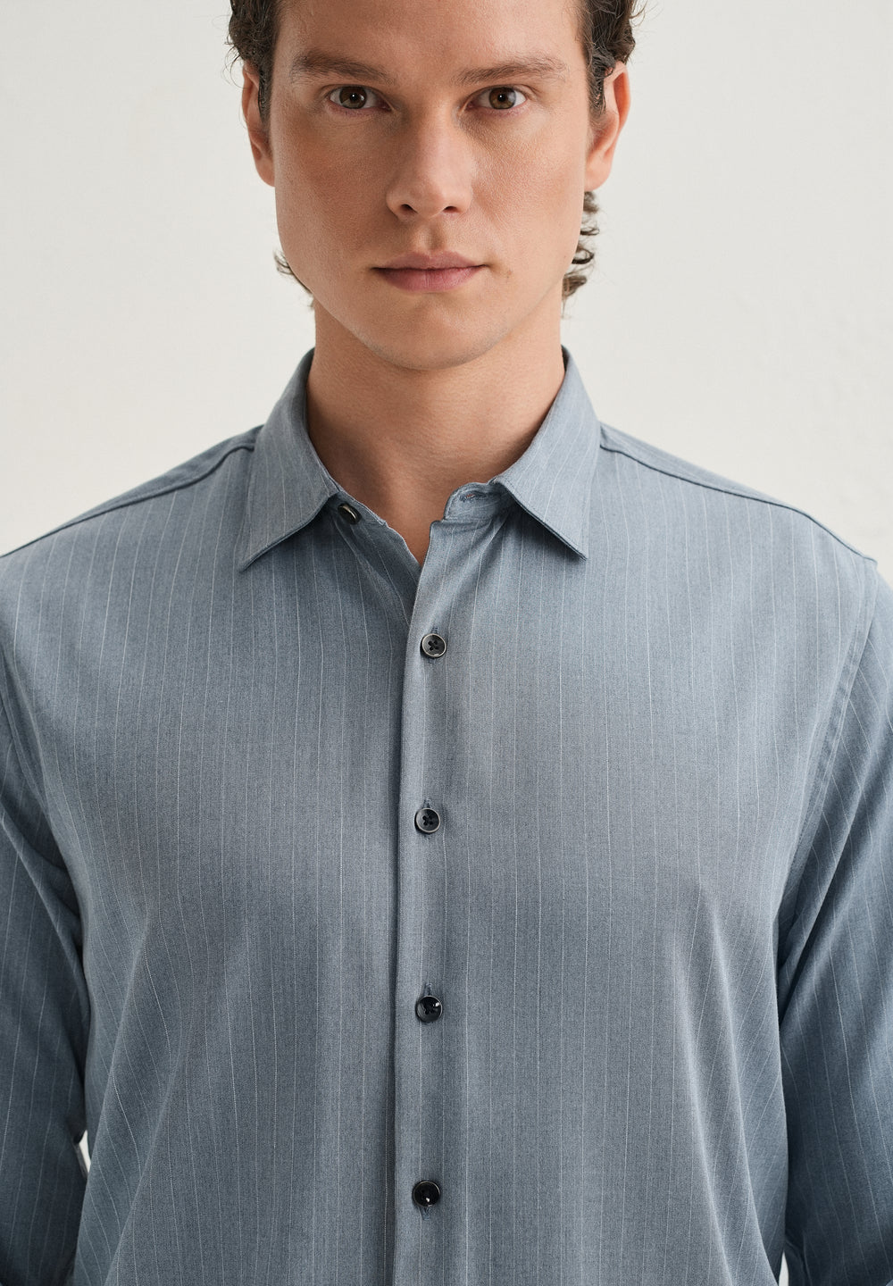 Graphite Blue Pin Striped Wrinkle Free Shirt