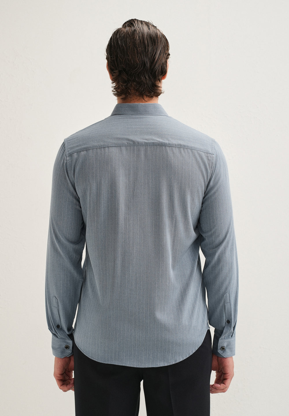Graphite Blue Pin Striped Wrinkle Free Shirt