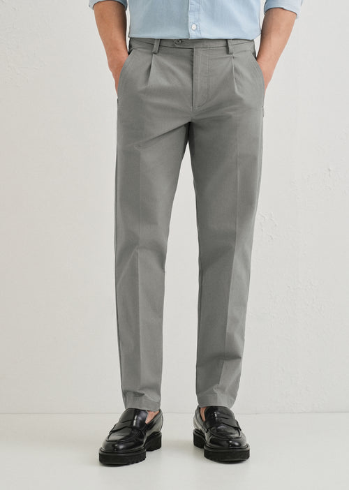 Graphite Grey Plain Pleated Chinos