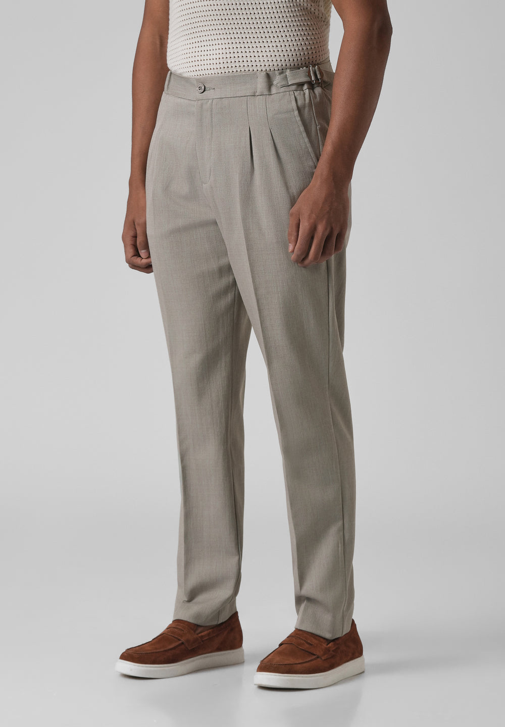 Gray Pleated Gurkha Pant