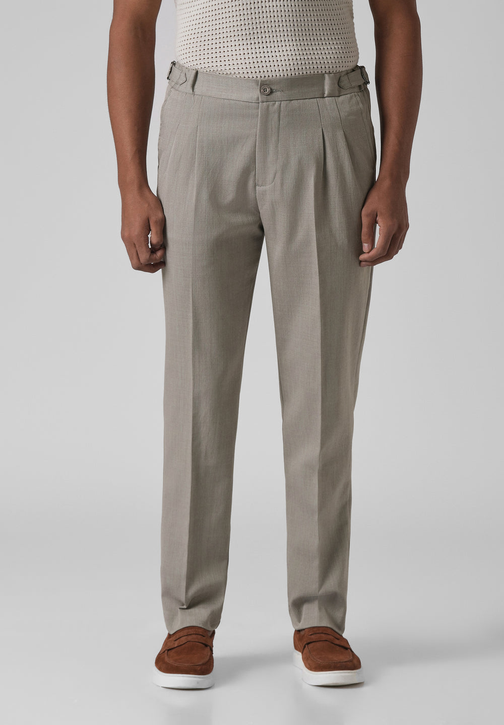 Gray Pleated Gurkha Pant