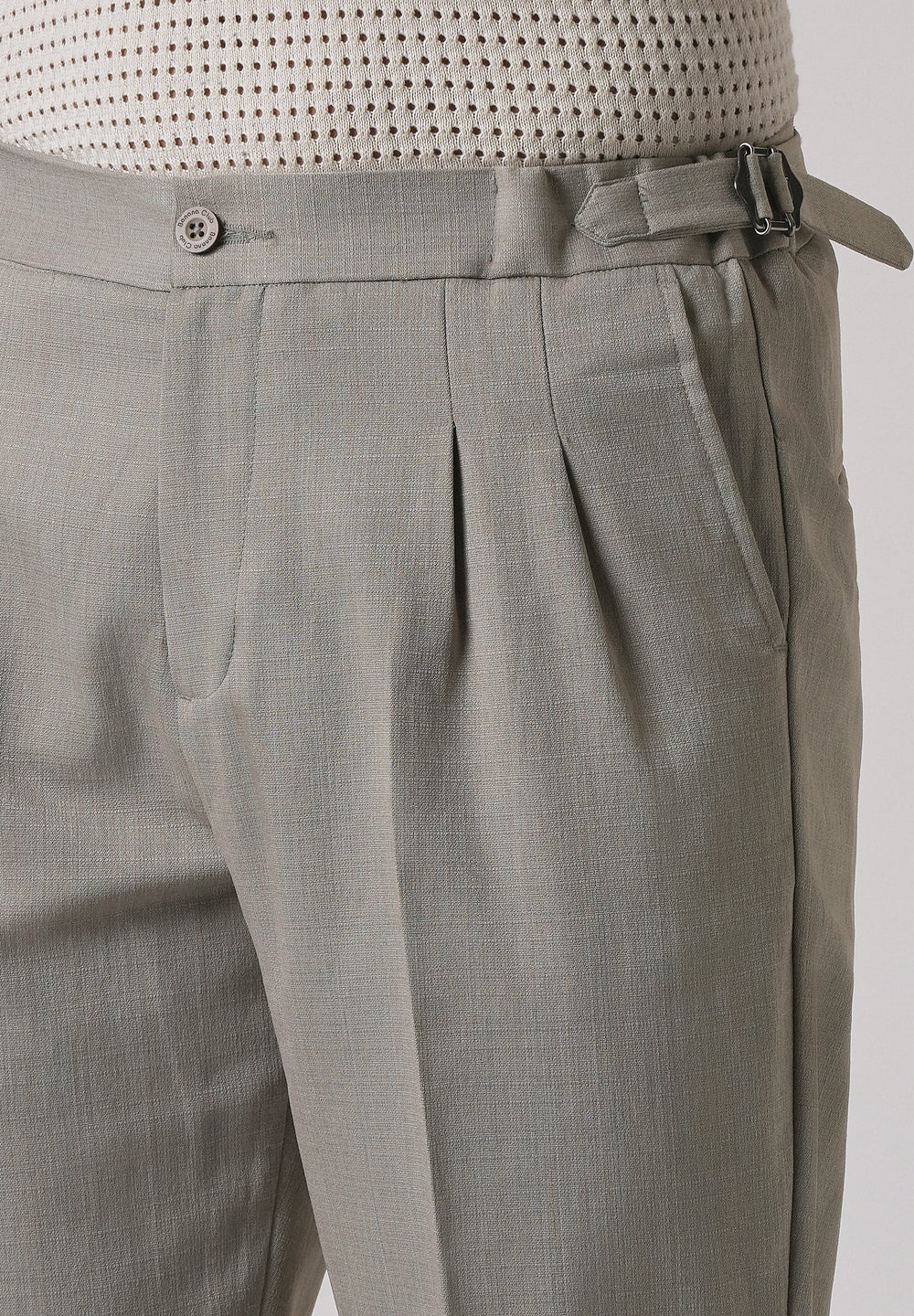Gray Pleated Gurkha Pant