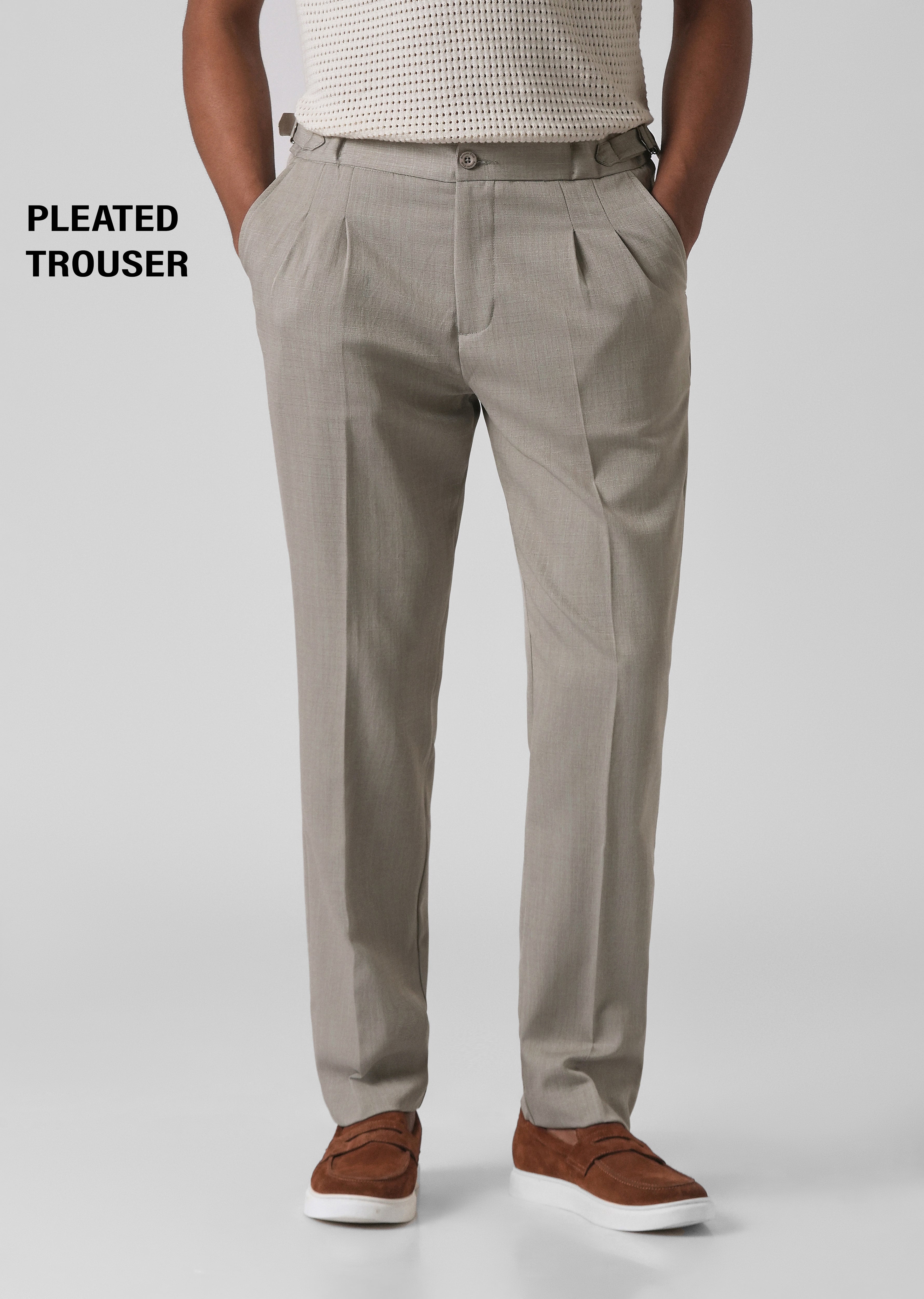 Gray Pleated Gurkha Pant