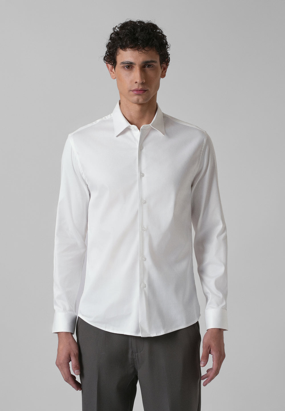 Greek White Plain Satin Shirt