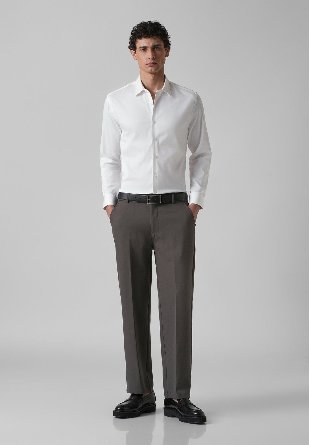 Greek White Plain Satin Shirt