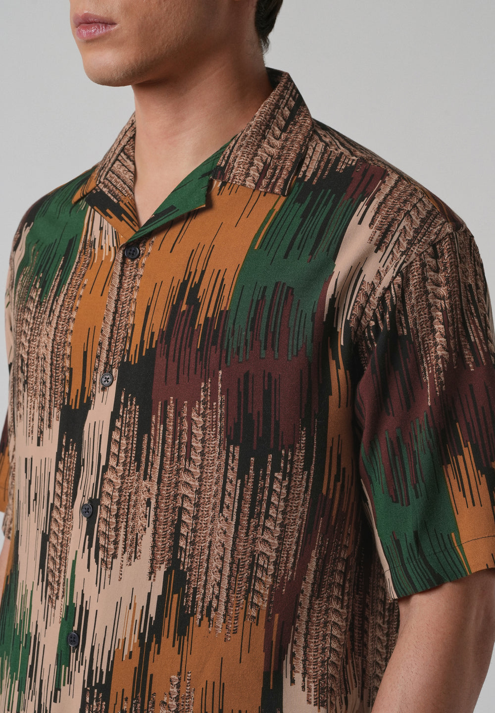 Green Abstract Brushstroke Oversized Feather Shirt