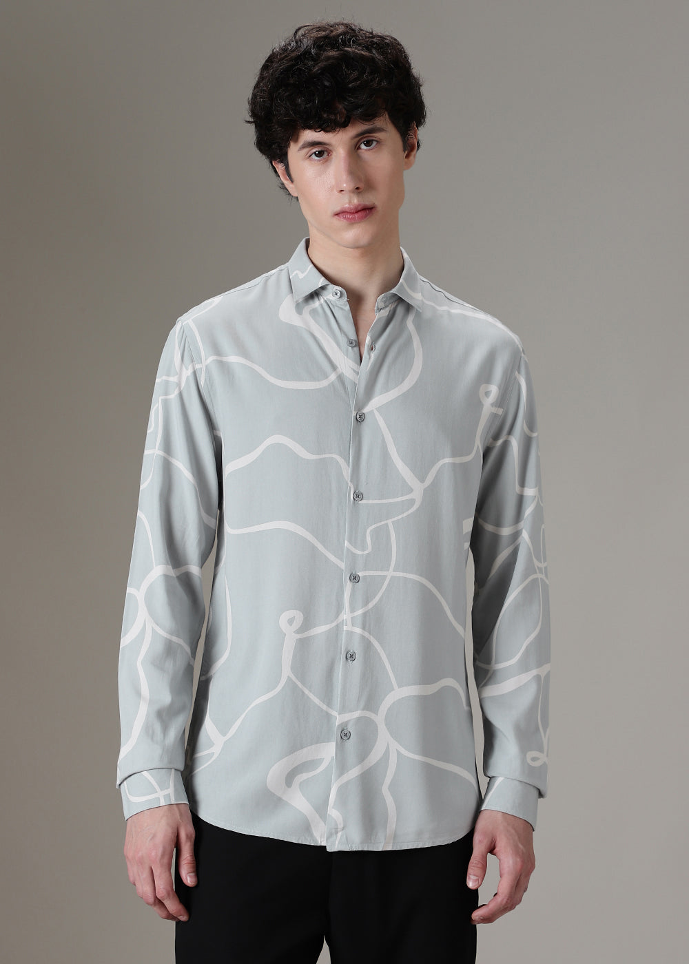 Green Abstract Line Printed Shirt