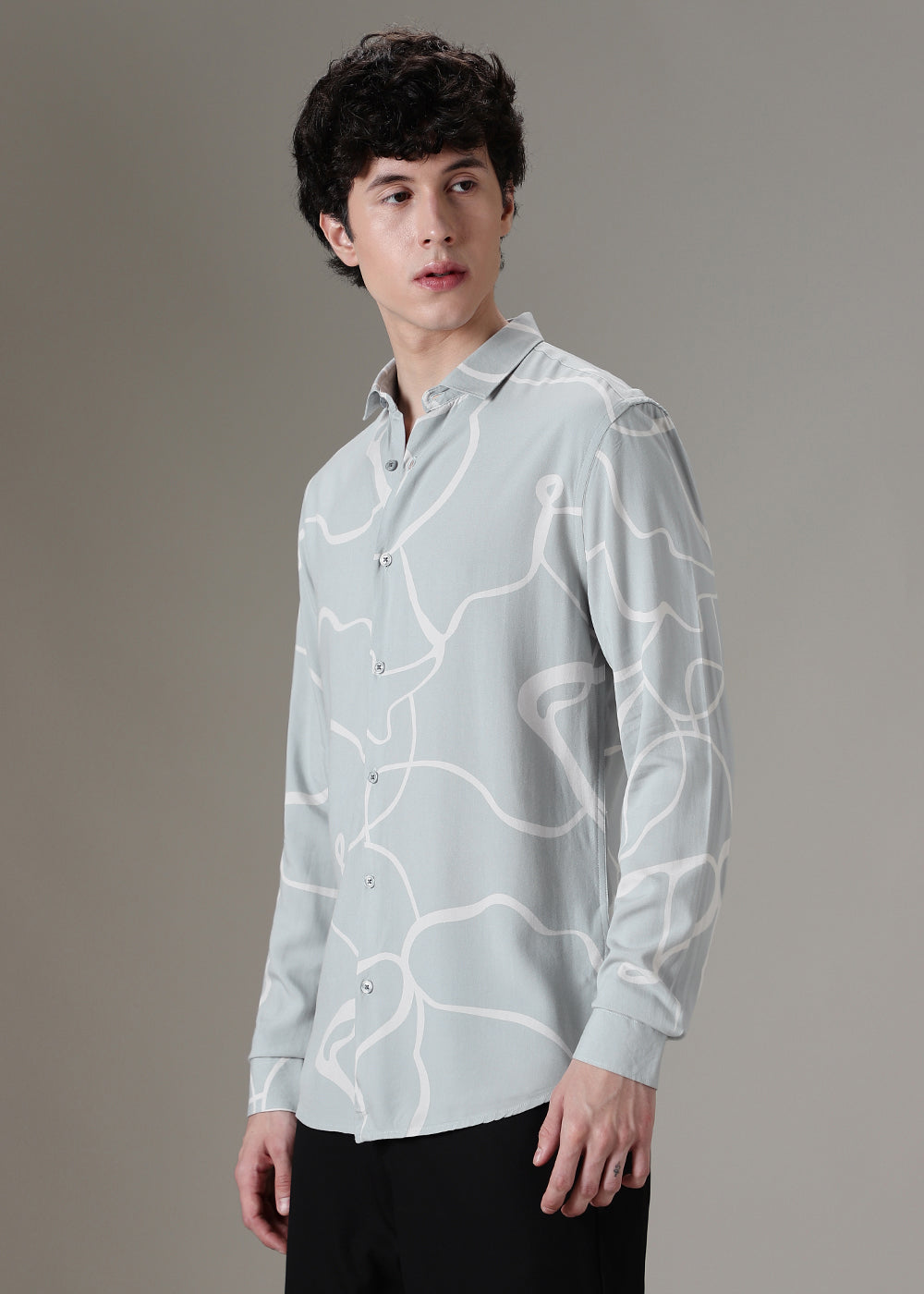 Green Abstract Line Printed Shirt