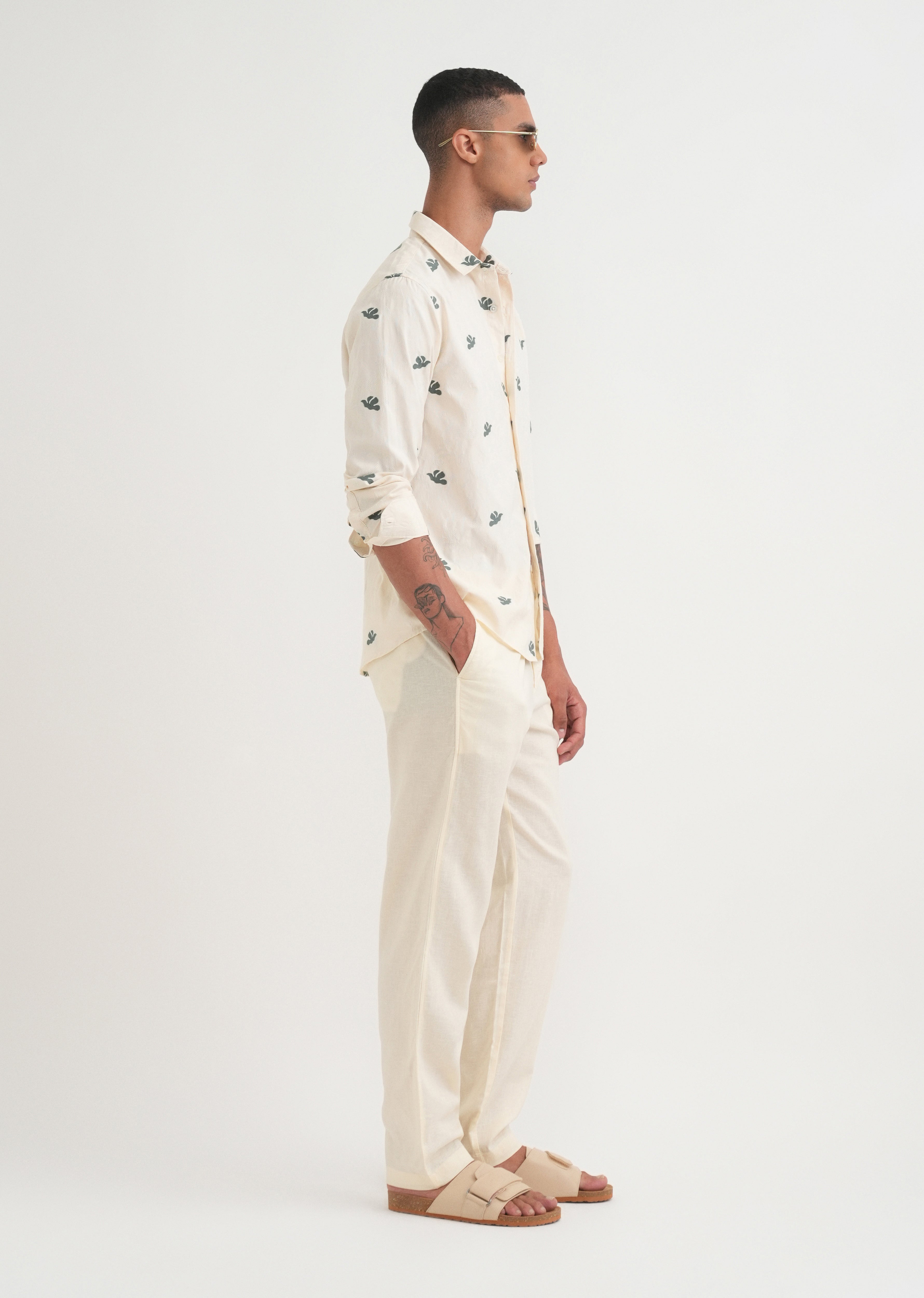 Green Abstract Printed Jacquard Shirt
