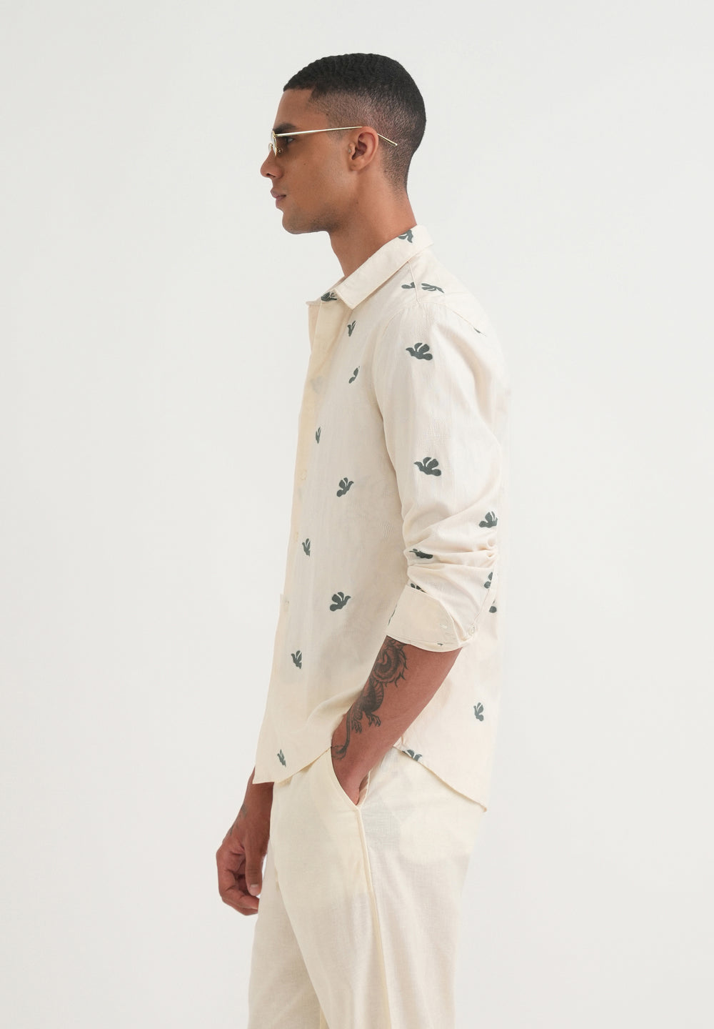 Green Abstract Printed Jacquard Shirt