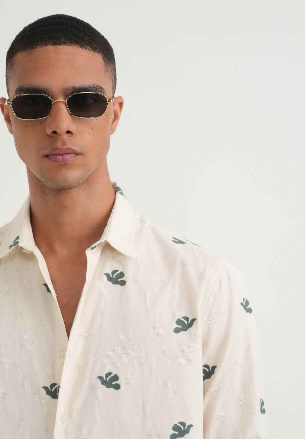 Green Abstract Printed Jacquard Shirt