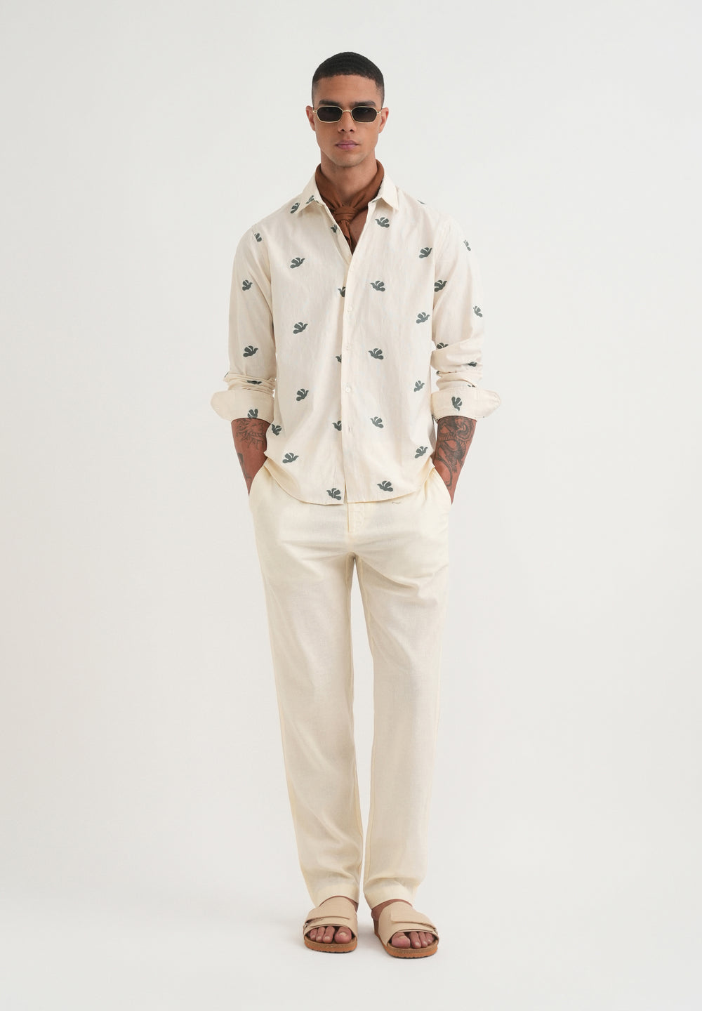 Green Abstract Printed Jacquard Shirt