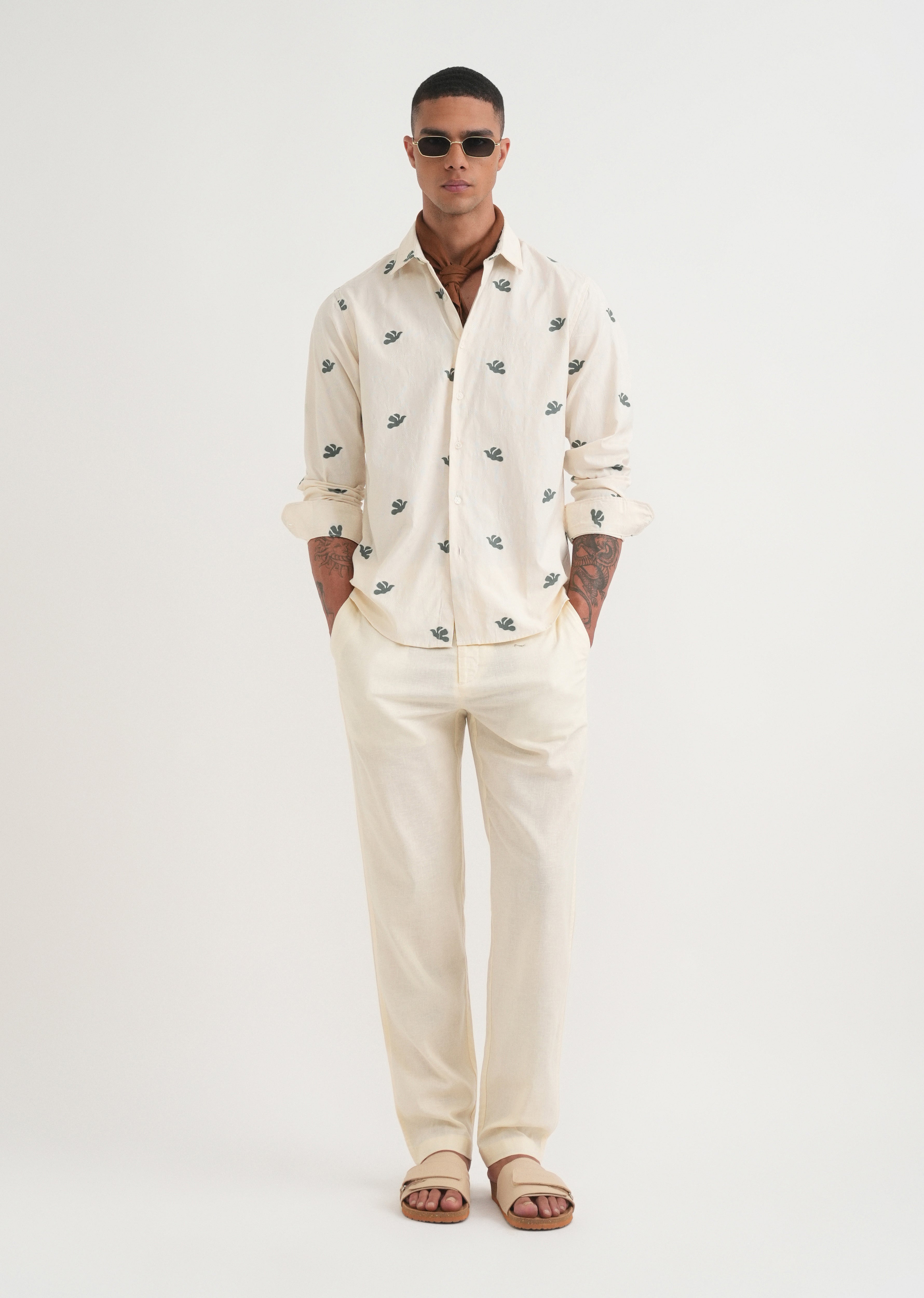 Green Abstract Printed Jacquard Shirt