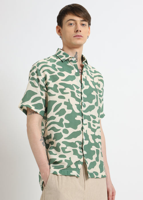 Green Abstract Printed Shirt