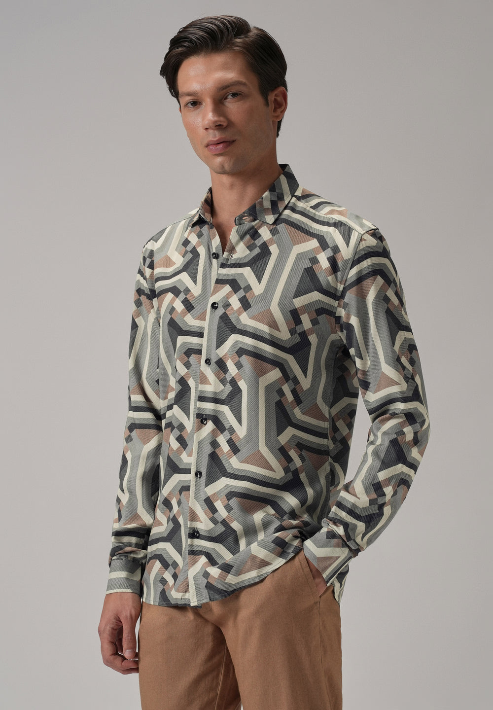 Green Abstract Texture Printed Shirt