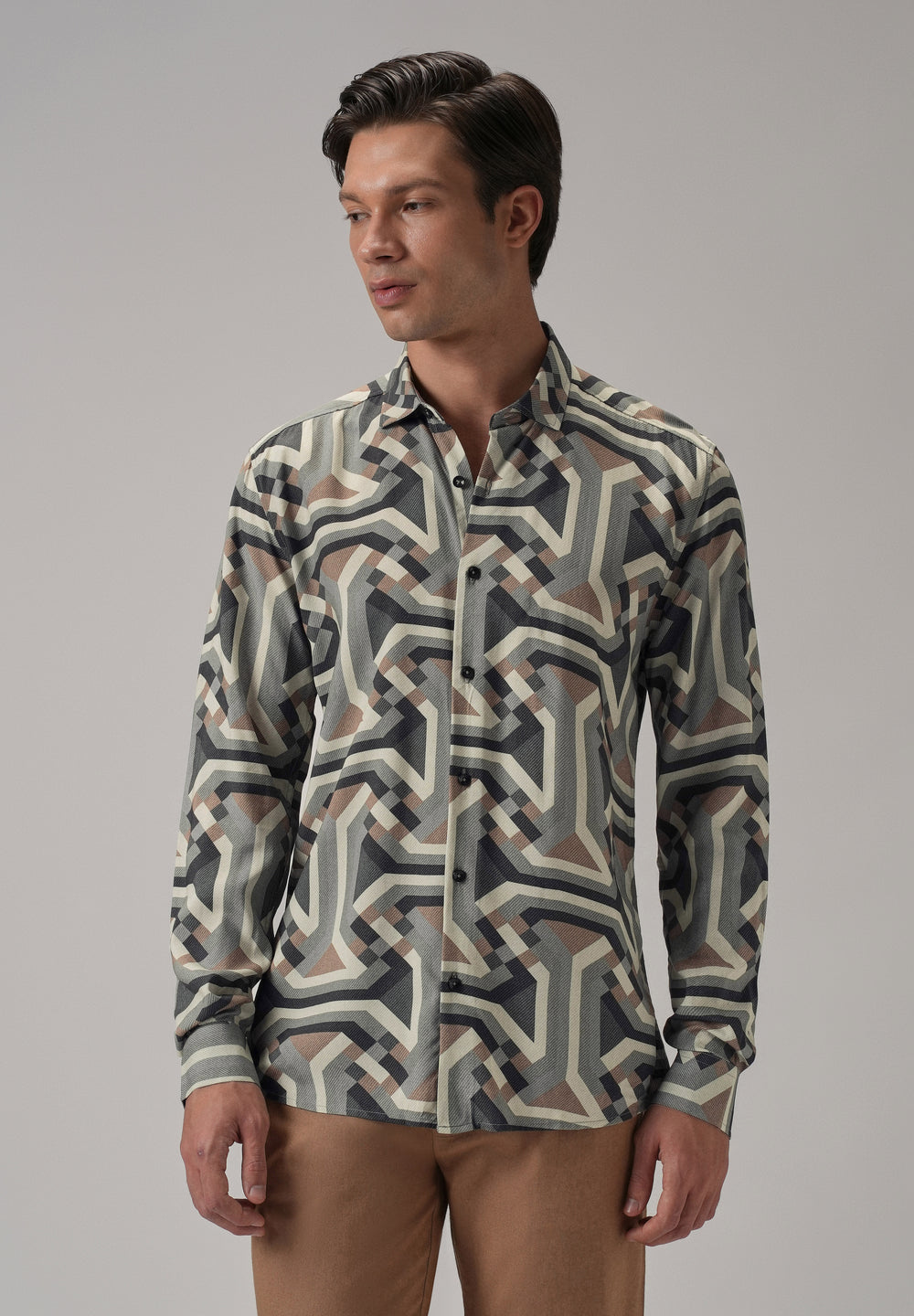 Green Abstract Texture Printed Shirt