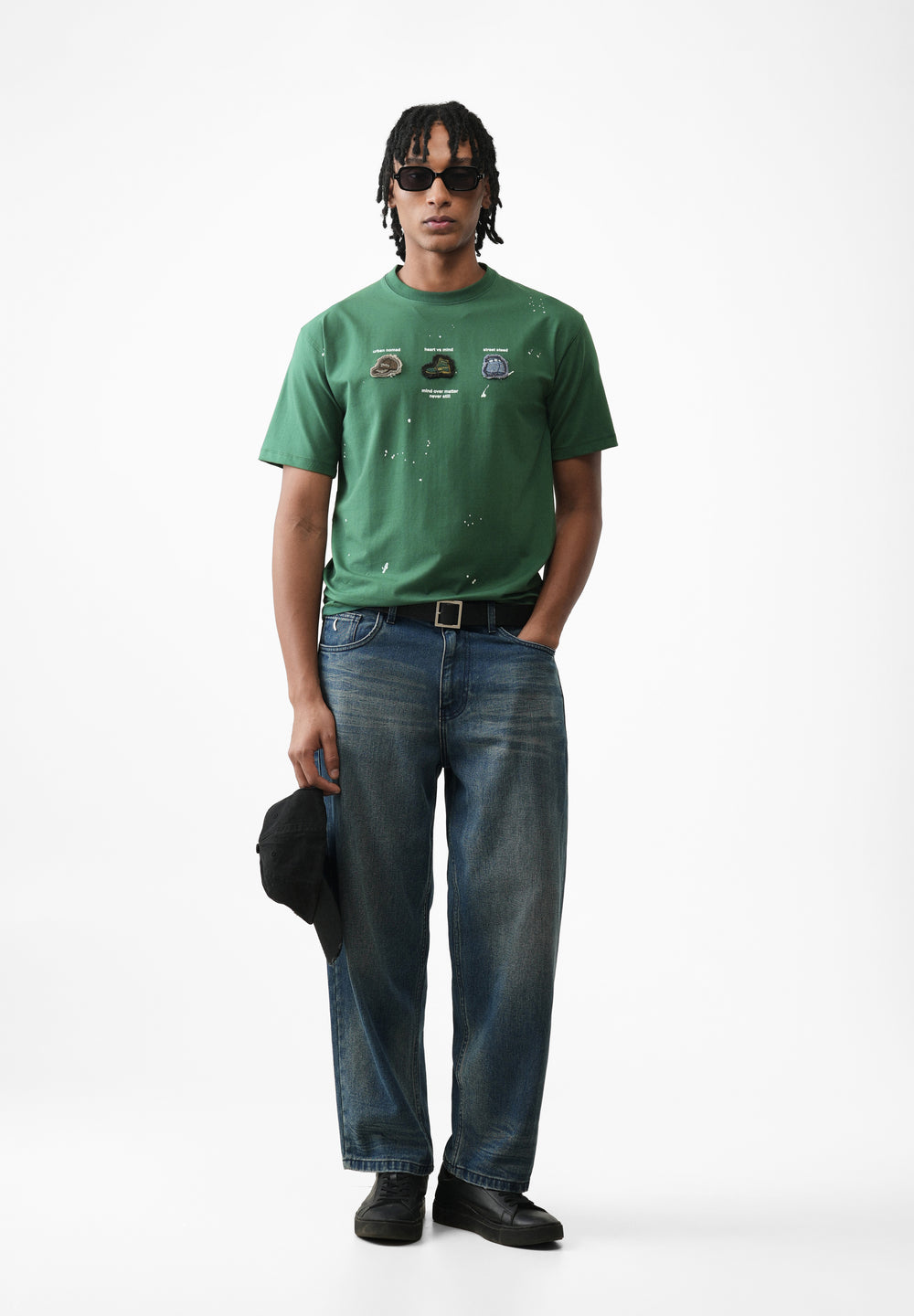 Green Applique Motif T-Shirt