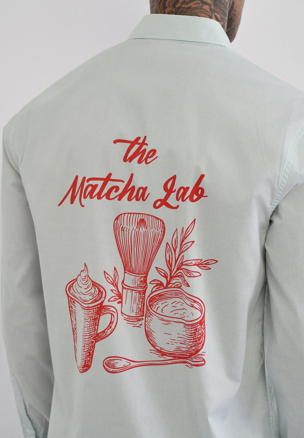 Green Back Printed Cotton Stripe Shirt