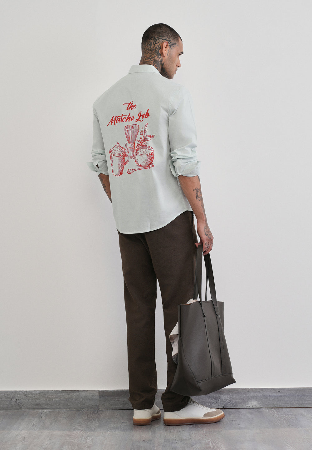 Green Back Printed Cotton Stripe Shirt