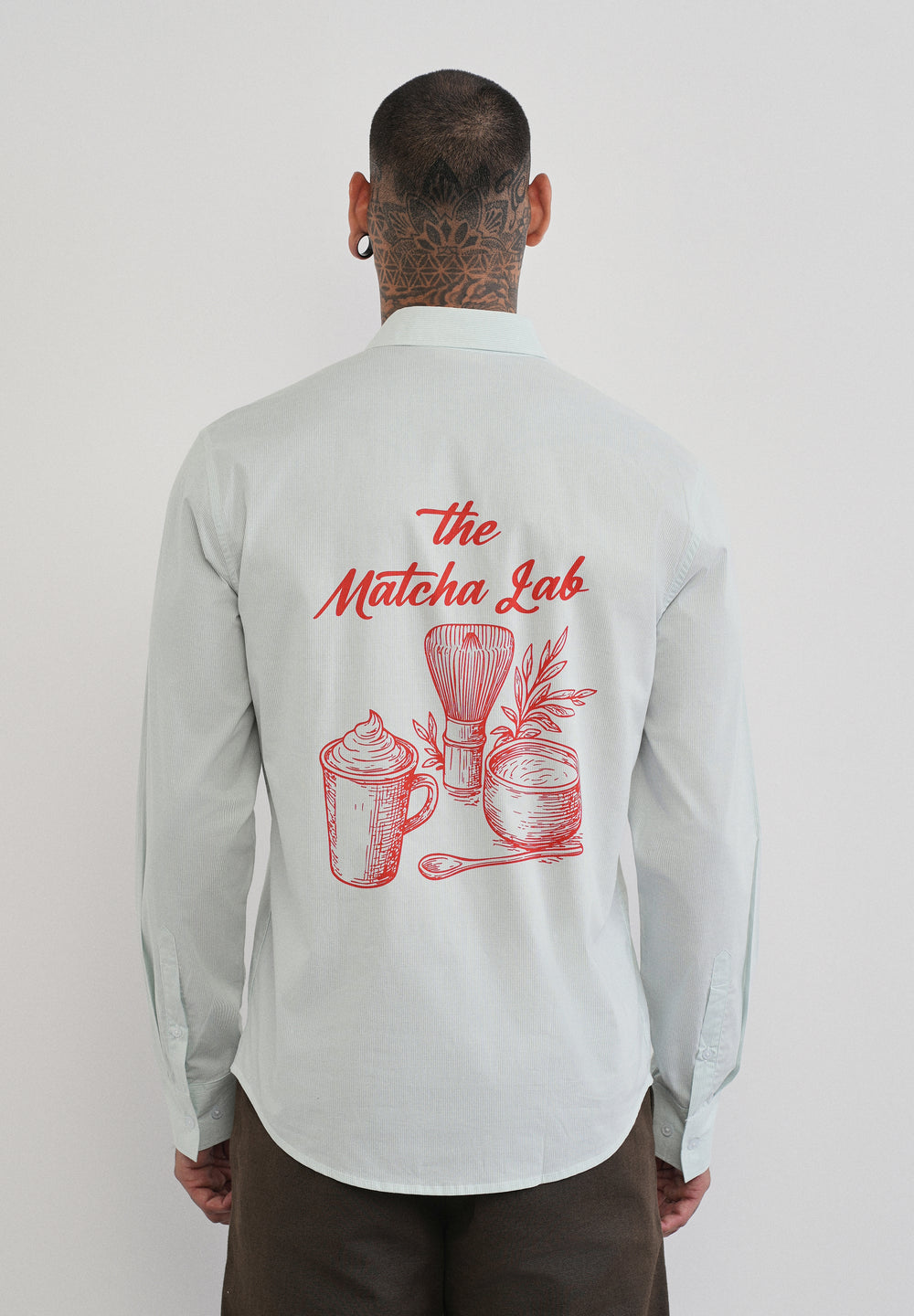 Green Back Printed Cotton Stripe Shirt