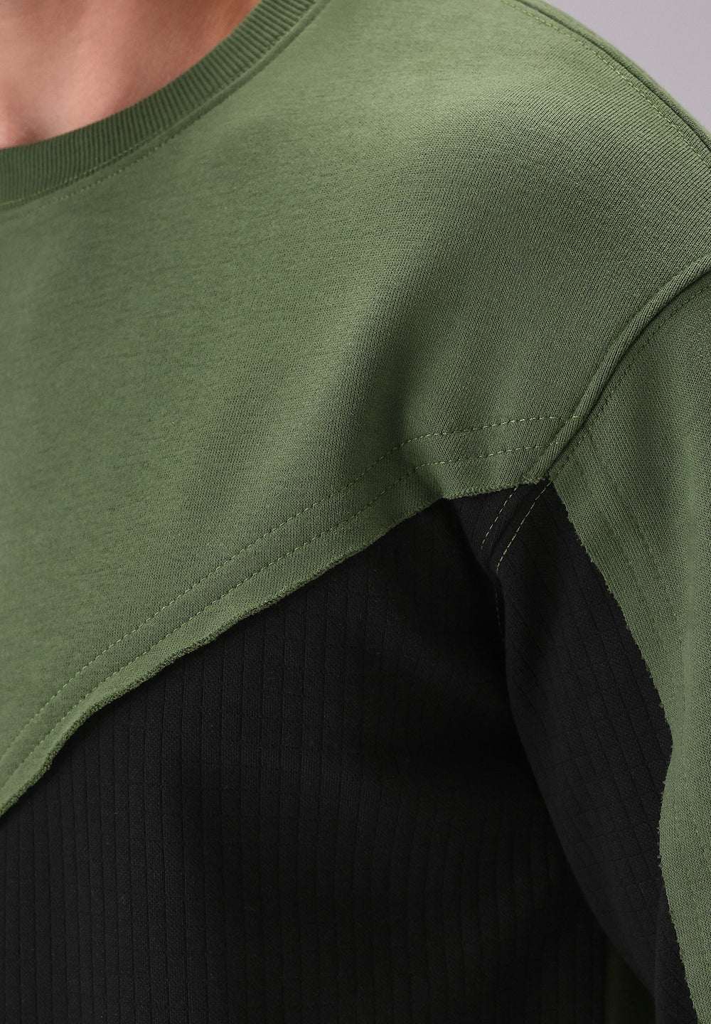 Green Black Colorblock Sweatshirt