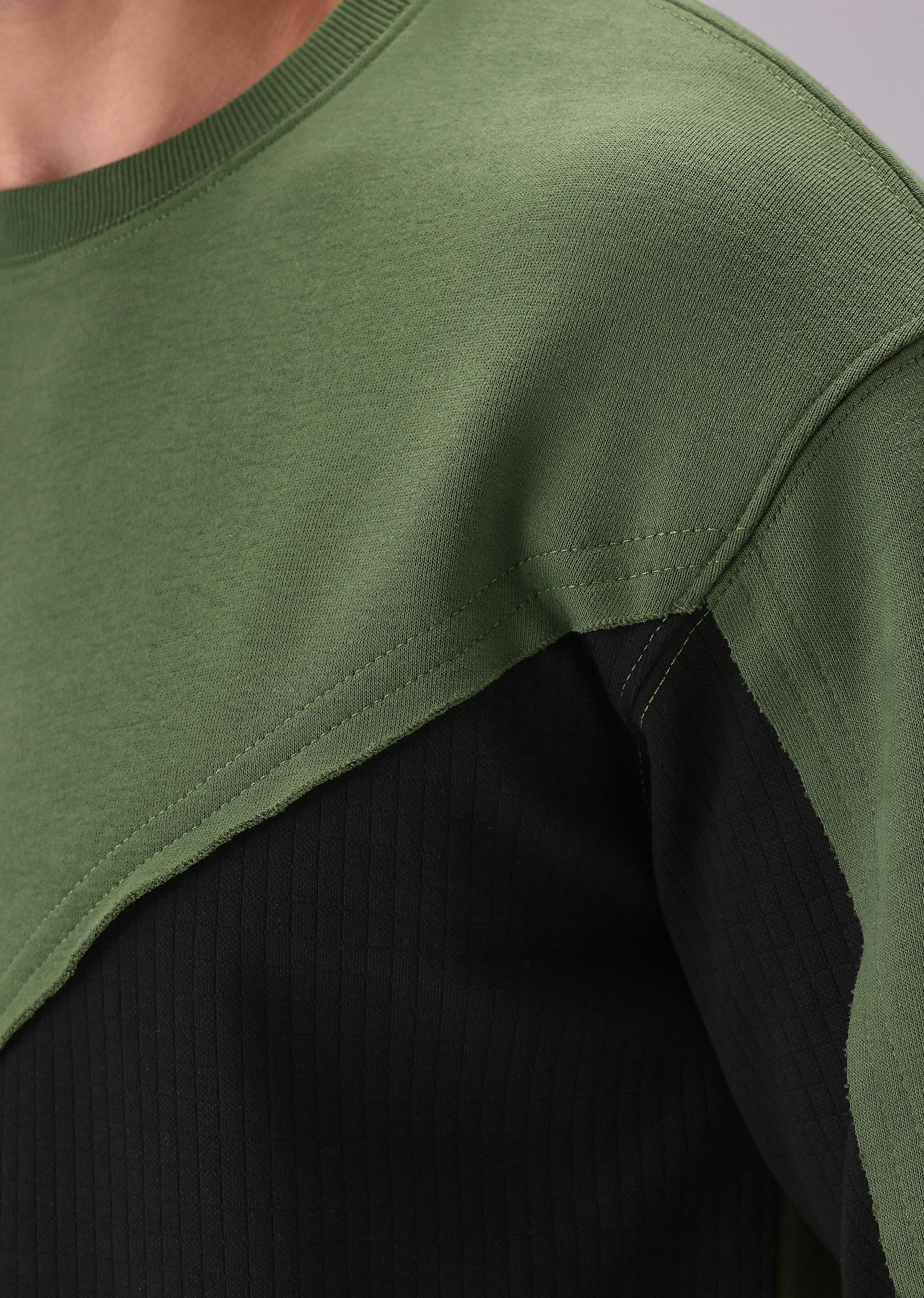 Green Black Colorblock Sweatshirt