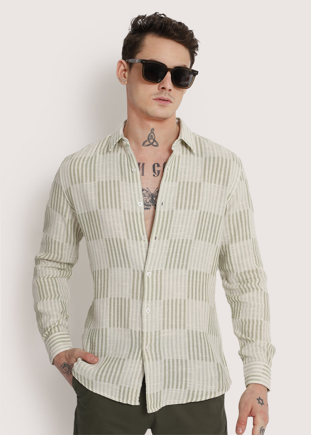 Green Checker Textured Shirt