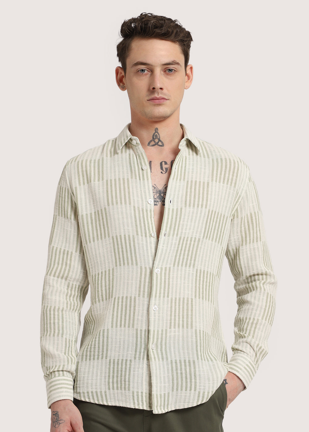 Green Checker Textured Shirt