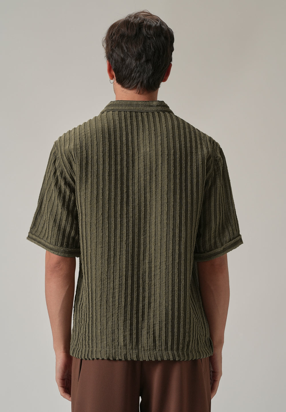 Green Clip Jacquard Stripe Shirt