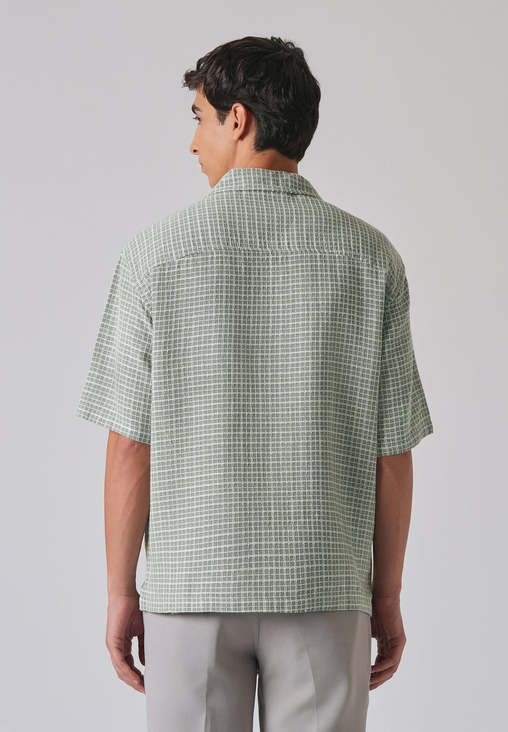Green Cotton Chenille Check Shirt