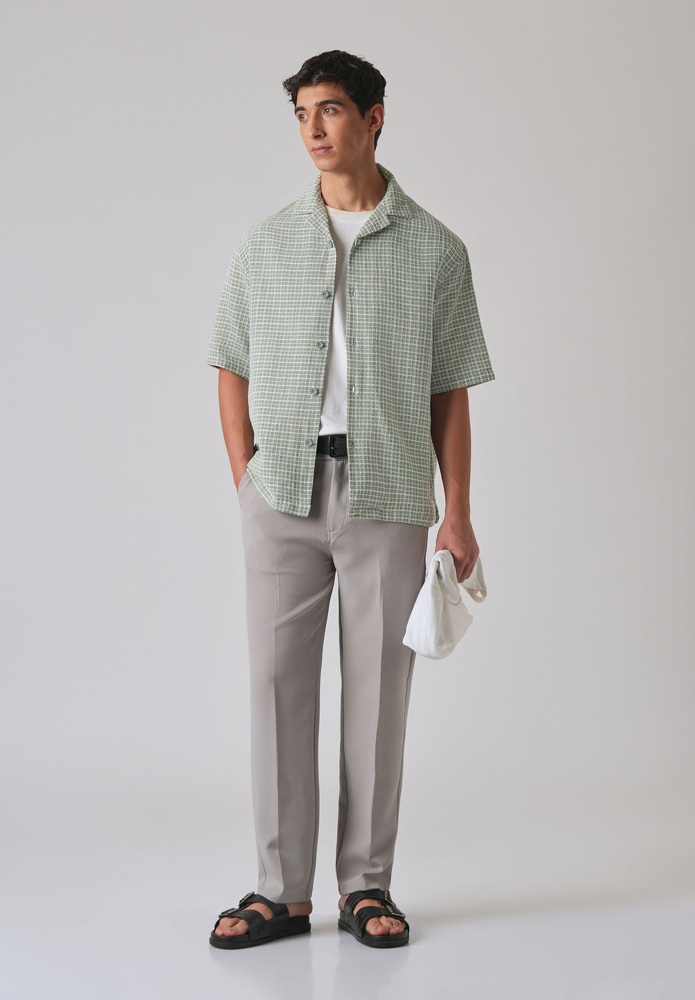 Green Cotton Chenille Check Shirt