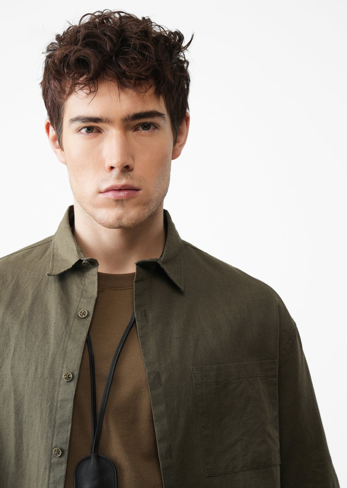 Green Cotton Linen Half Sleeve Shirt