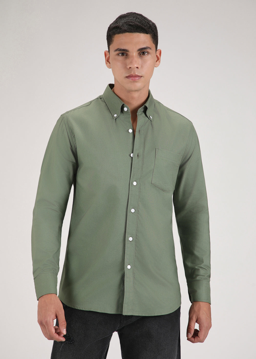 Green Cotton Oxford Shirt