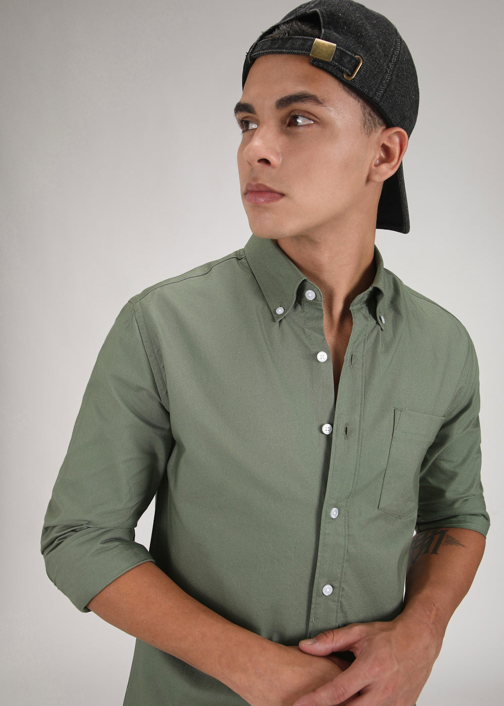 Green Cotton Oxford Shirt