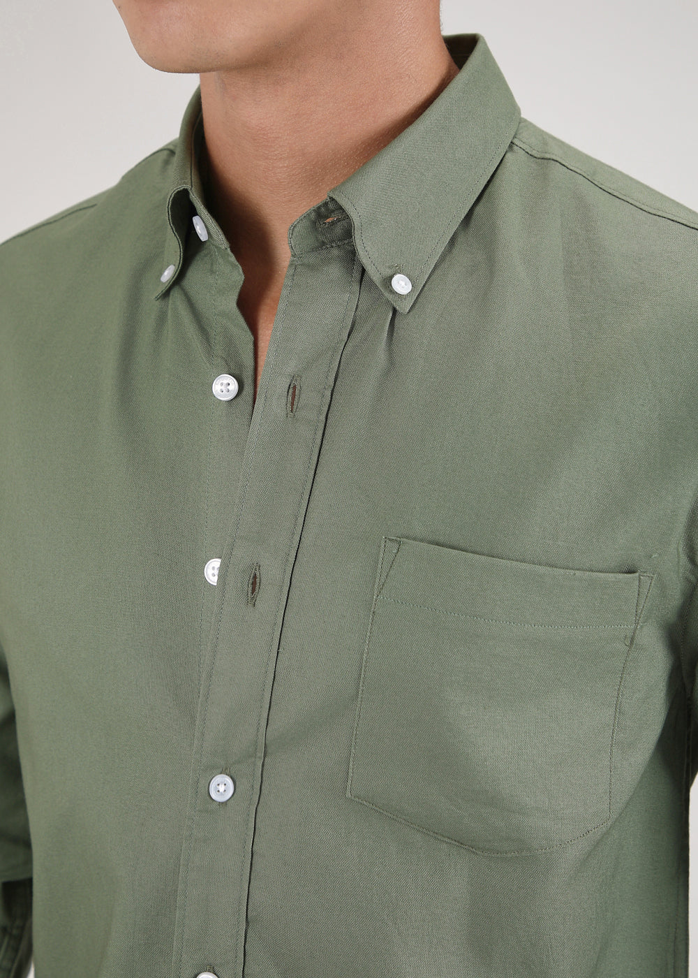 Green Cotton Oxford Shirt