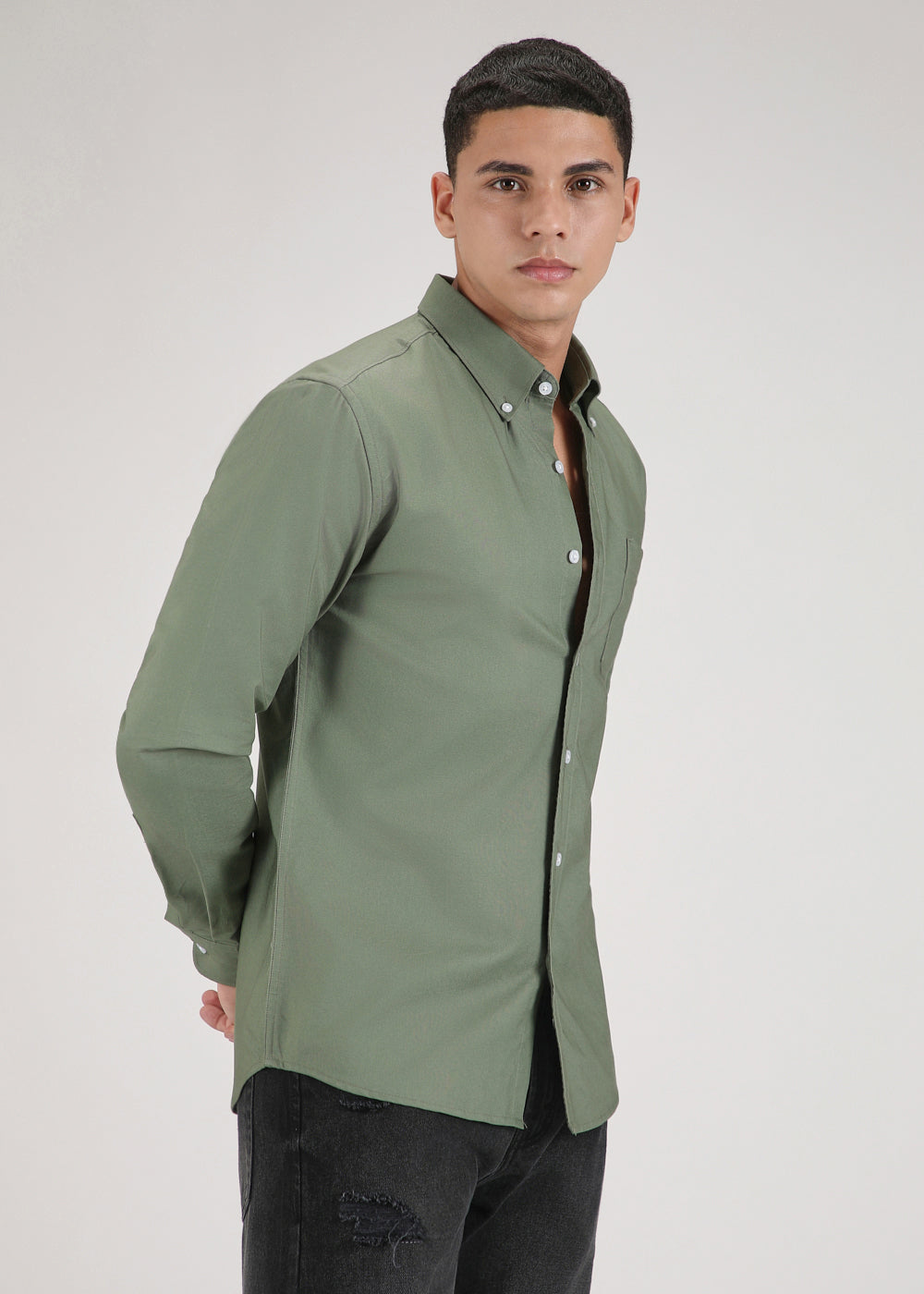 Green Cotton Oxford Shirt