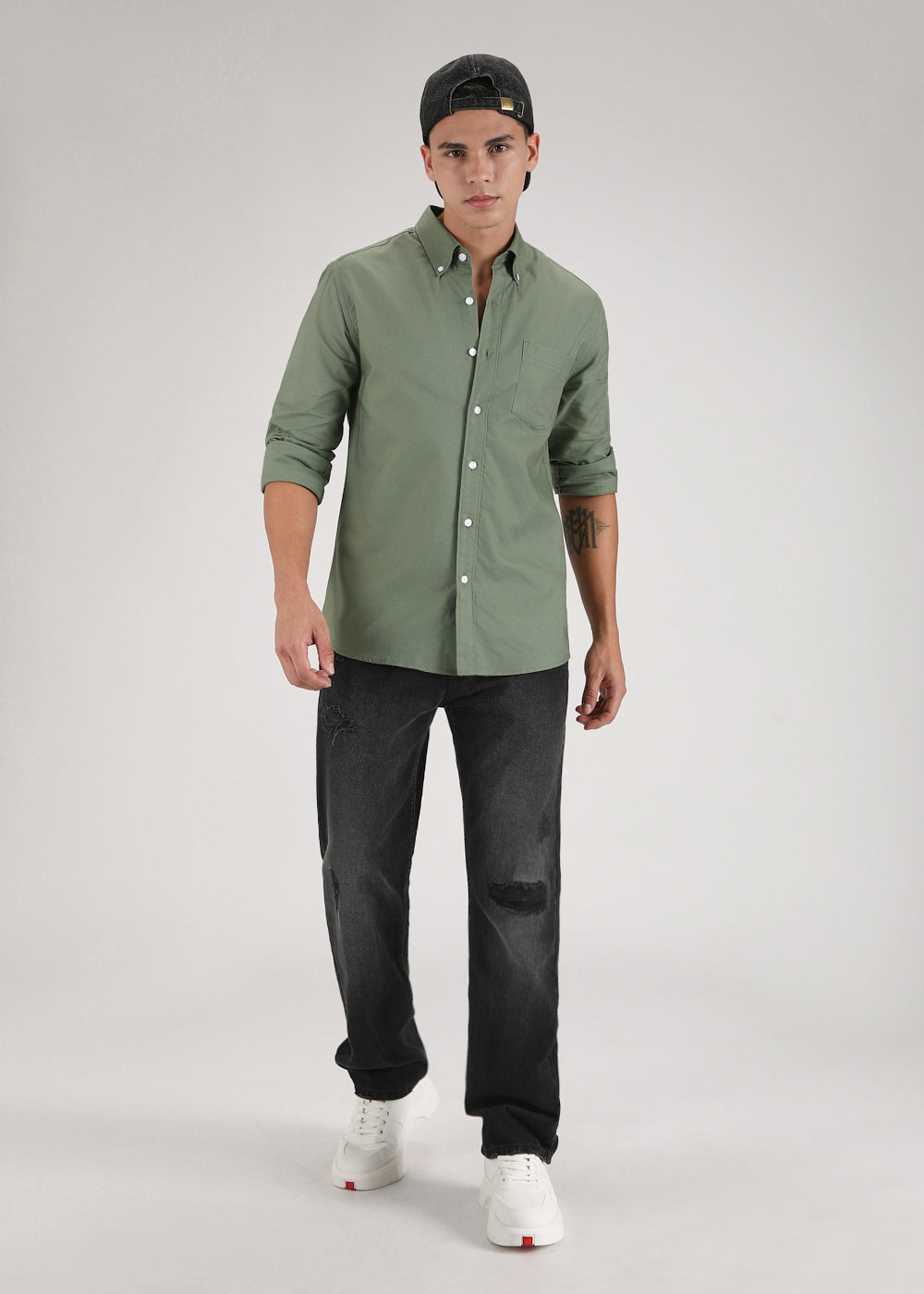 Green Cotton Oxford Shirt