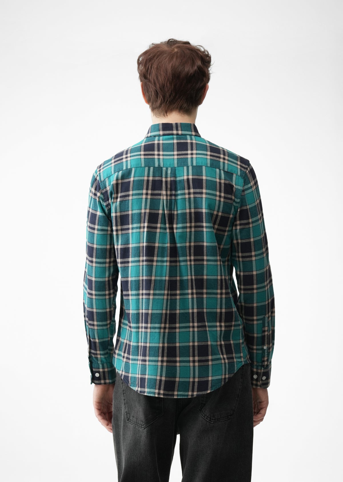 Green Cotton Plaid Check Shirt