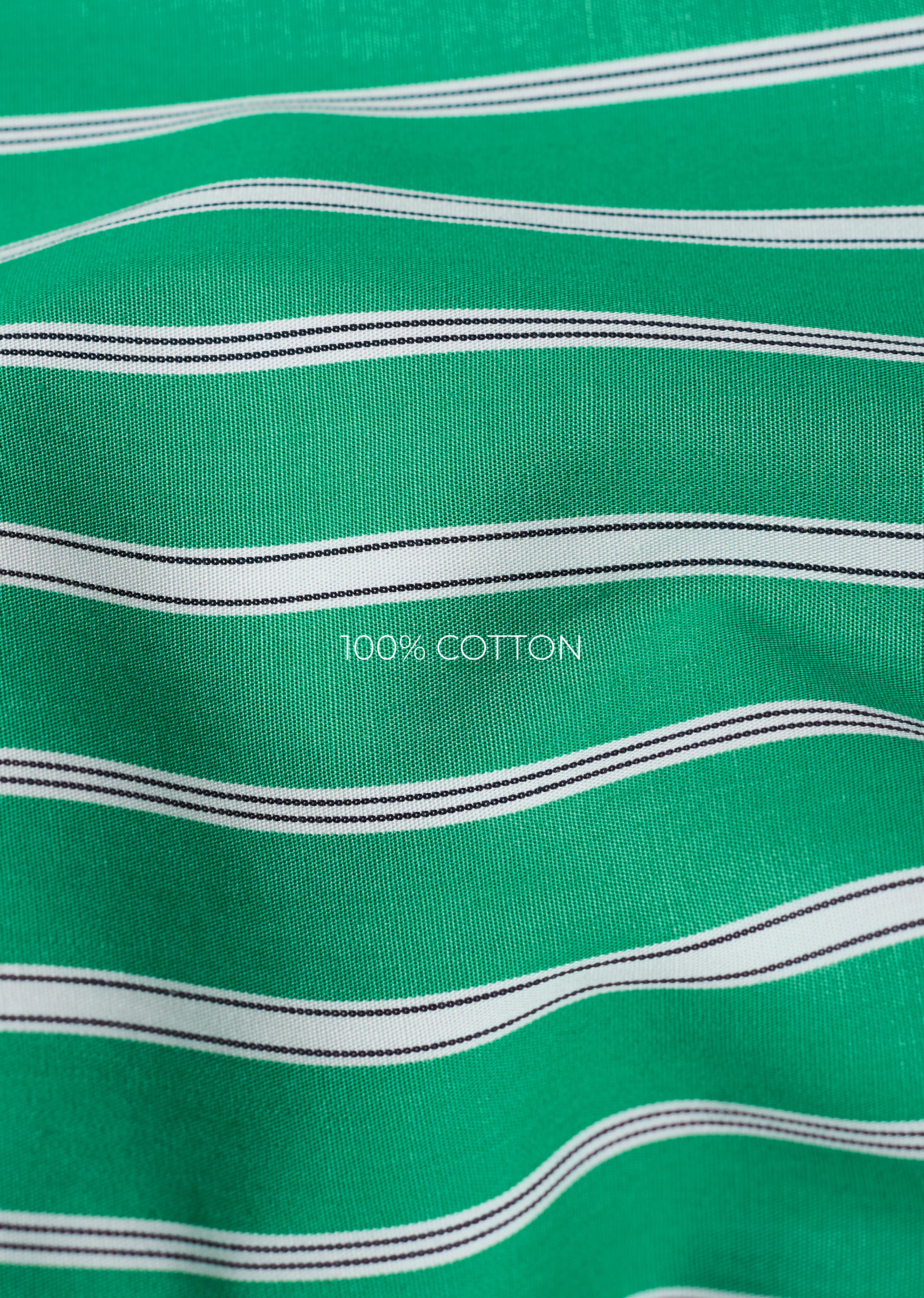 Green Cotton Striped Boxy Shirt