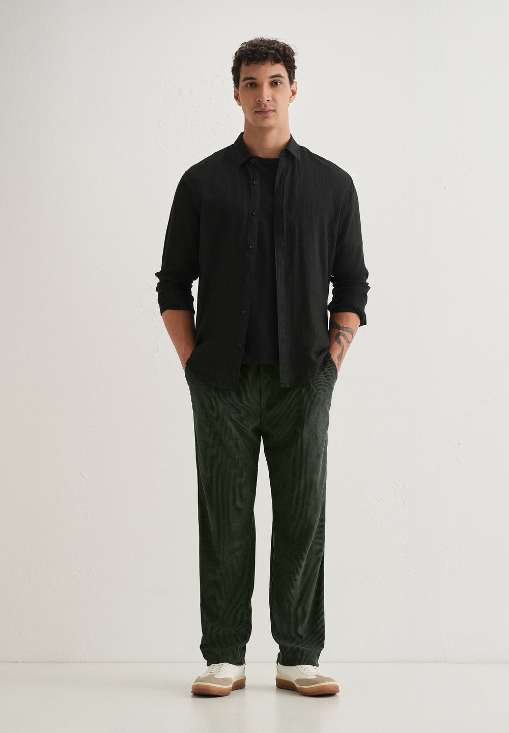 Green Drawstring Corduroy Pant