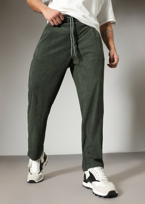 Green Drawstring Corduroy Pant