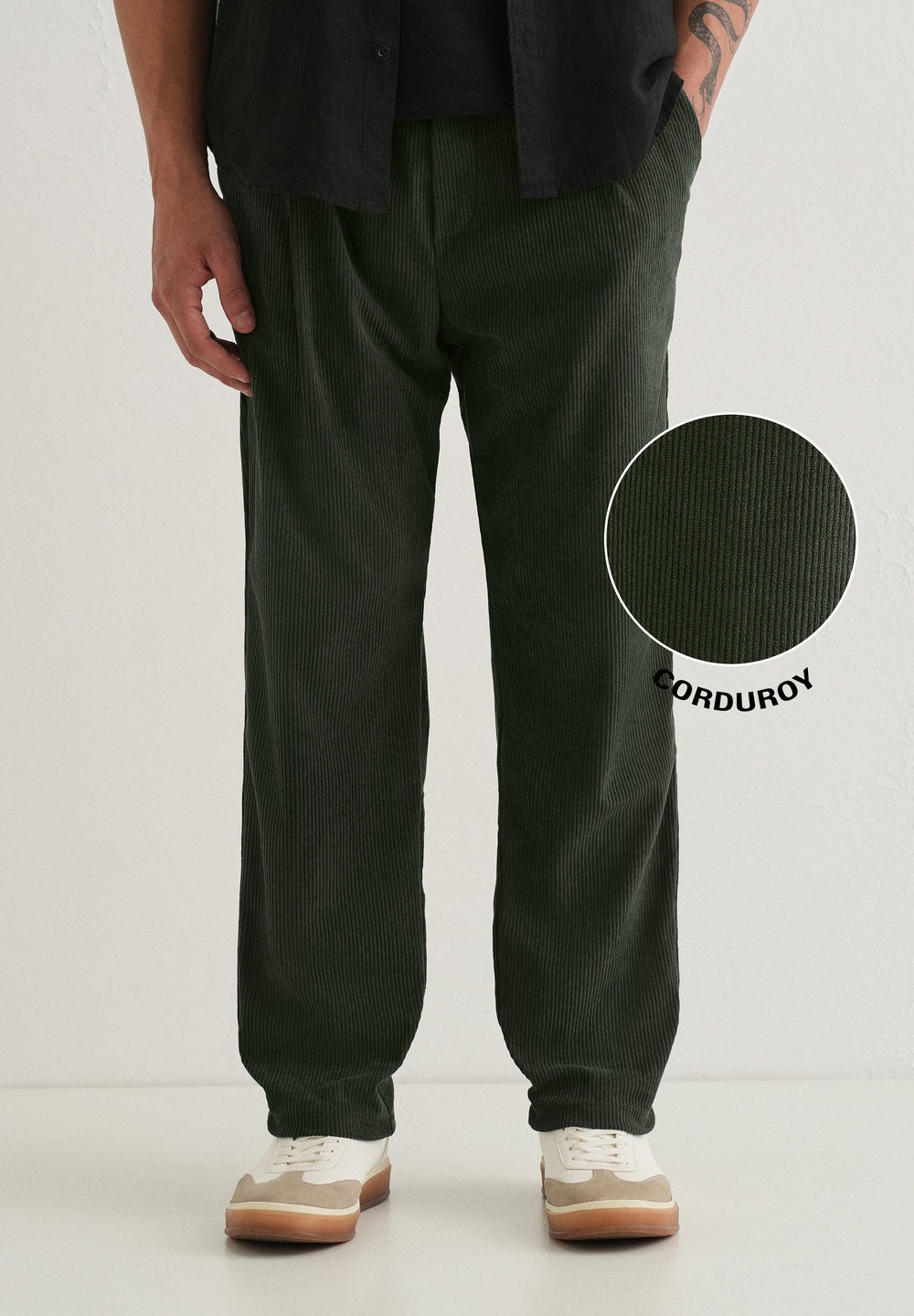 Green Drawstring Corduroy Pant