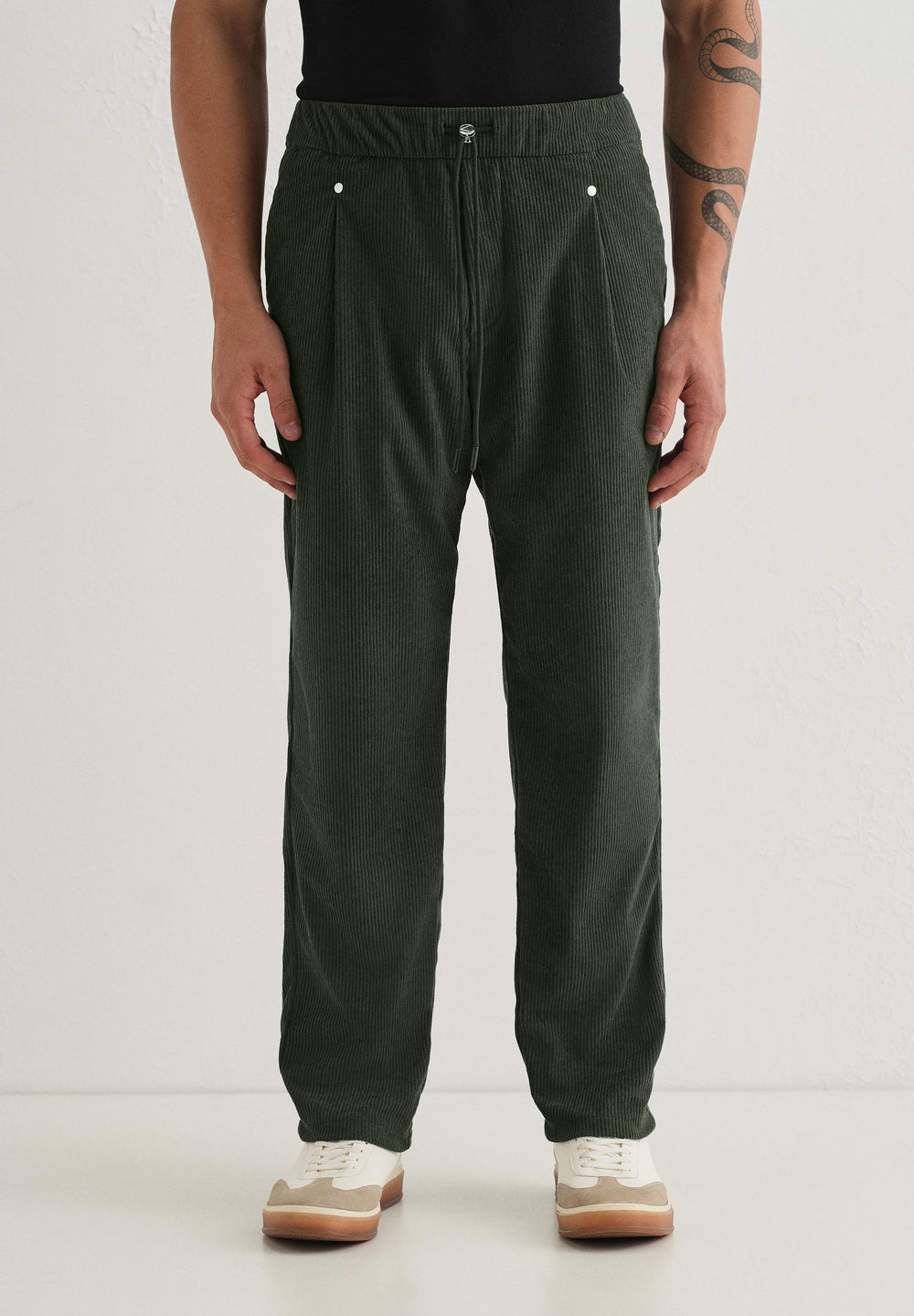 Green Drawstring Corduroy Pant
