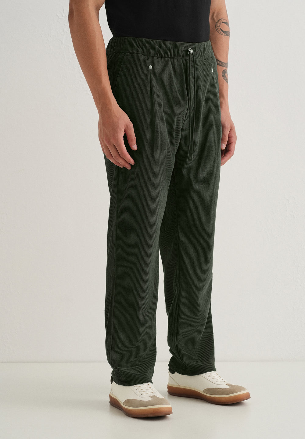 Green Drawstring Corduroy Pant